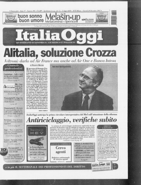 Italia oggi : quotidiano di economia finanza e politica